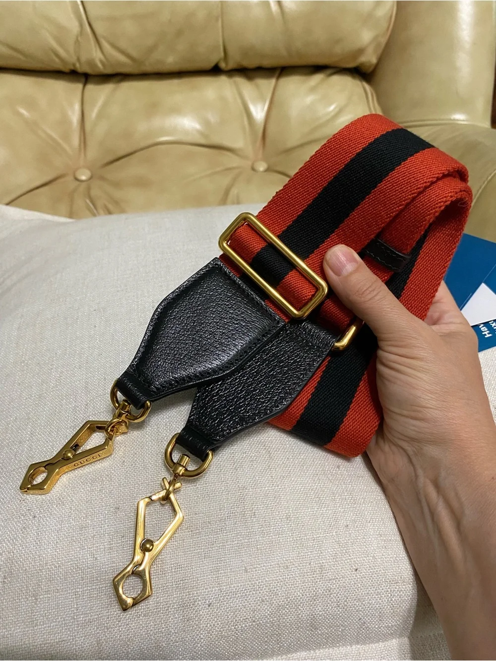 COA Gucci NEW Wide Web Replacement Bag Strap Navy/Red Wool Stripe Unisex